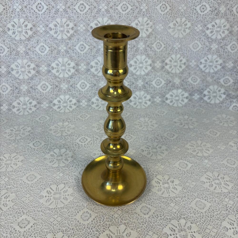Vintage Japan Brass Candlestick Holder 9" Tall Turned Taper Candle Holder